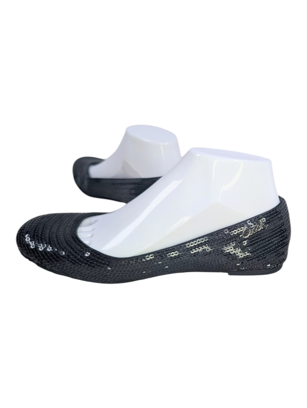 Coach Shimmer Sequin Black Ballet Flats Women's 6 Sparkly Slipper